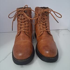 Golaiman Men's Work Outdoor Casual Boots Fleece Lining Lace Up Zip Brown Sz-10.5